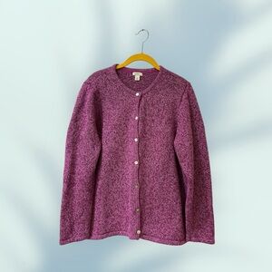 Women's L .L. Bean Purple/ Fuchsia Cardigan Cotton Sweater1X